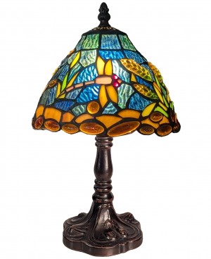 Small Riverbank and Dragonfly Tiffany Table Lamp 33cm + Free Bulb