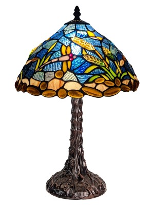 Medium Riverbank and Dragonfly Tiffany Table Lamp 43cm + Free Bulb