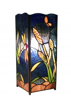 Riverbank and Dragonfly Square Lamp 27cm + Free Bulb