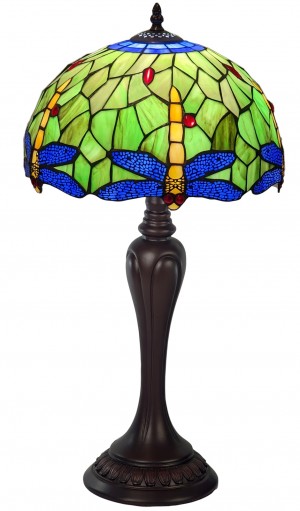 Blue Dragonfly Design Tiffany Table Lamp 59cm With Serene Base + Free Incandescent Bulb