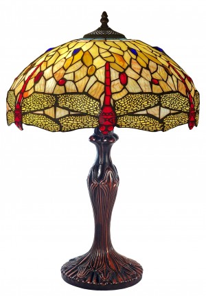 Dragonfly Tiffany Table Lamp 59cm (Large) Yellow / Cream + Free Incandescent Bulb    