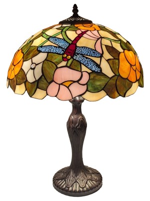 Large Flower and Dragonfly Tiffany Table Lamp 56cm + Free Bulb
