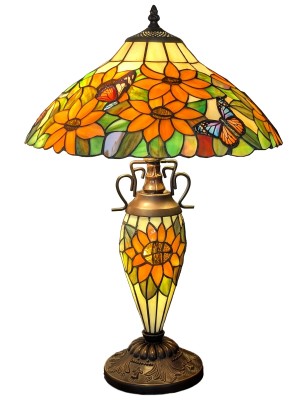 Double Lamp With Resin Base 60cm Medium - Sunflower/Butterfly Design + Free Bulbs