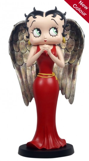 Betty Boop Angel in Red Robe with Antique Gold Wings - 31cm