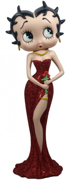 Betty Boop Holding Flowers Red Glitter Dress 38cm