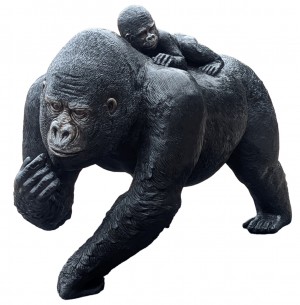 Life Size Female Gorilla & Baby Sculpture - 123cm