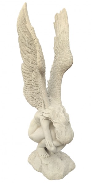 Life Size Remembrance & Redemption Angel Sculpture - 120cm - Roman Stone Finish
