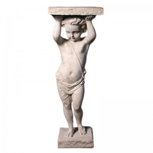 Cherub Pedestal - Roman Stone Finish 106cm