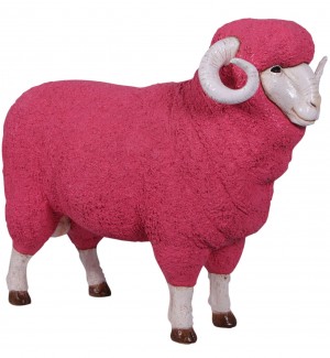 Merino Ram Resin Statue Pink 110cm
