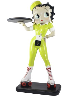 Betty Roller Skate Waitress 3ft Lime/Yellow Glitter