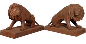 Big Lions - Set of 2 - Rust Finish  - 132cm