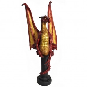 Orange Dragon on Pedestal - 7ft 
