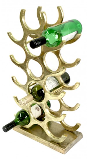 Aluminium Wine Rack Brass Industrial Finish (15 Bottles)