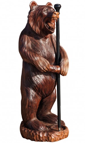 Hand Carved Dark Wooden Standing Bear 100cm