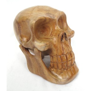 Hand Carved Suar Wood Skull - 20cm