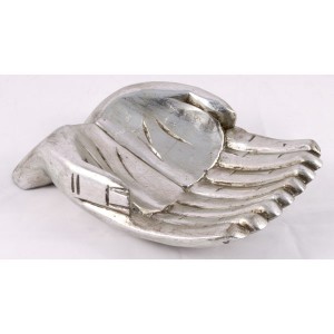 Suar Wood Hand Bowl Antique Silver Finish 24cm