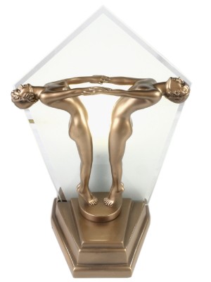 Art Deco Harmony Figurine Table Lamp + Free Bulb