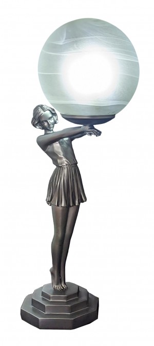Art Deco Girl Figurine Table Lamp + Free Bulb