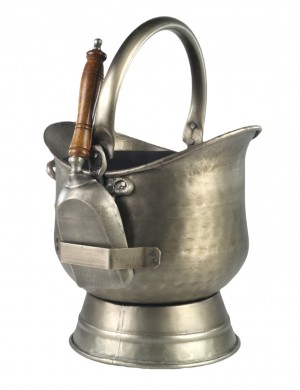 Coal Bucket/Shovel ‐ Embossed Hinges Antique Pewter Finish - H:44cm
