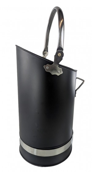 Black Coal Bucket With Nickel Finish Handles 55cm