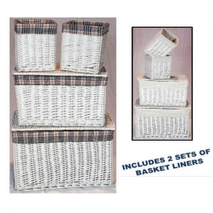 Wicker Linen Storage Baskets Set of 4