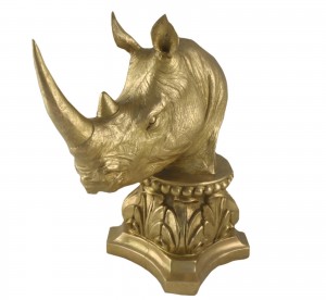 Rhino Bust 36cm - Gold Finish