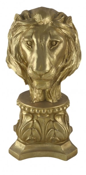 Lion Head Bust 36cm - Gold Finish