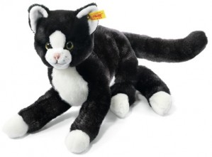 Steiff Mimmi Dangling Cat - Black/White - Soft Woven Fur - 30cm - 099366