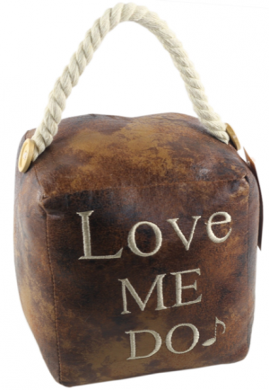 Square Faux Leather 'Love Me Do' Doorstop