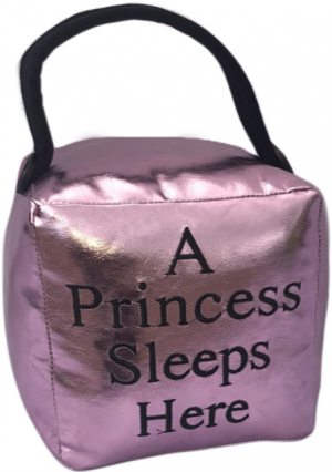 Square Faux Leather Metallic Pink 'A Princess Sleeps Here' Doorstop 