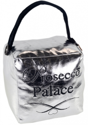 Square Faux Leather Metallic Silver 'Prosecco Palace' Doorstop 