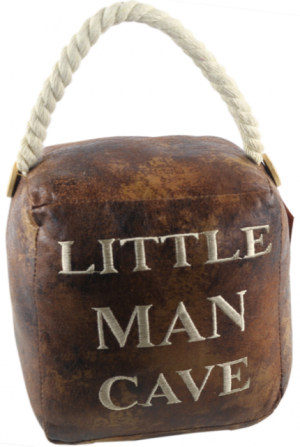 Square Faux Leather 'Little Man Cave' Doorstop 