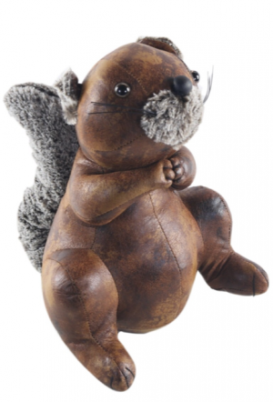Faux Leather Sitting Squirrel Doorstop 