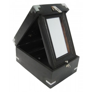 Sheesham Wood Makeup Box - Internal Mirror