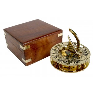 Sundial Compass with Sheesham Display Box 10.4cm
