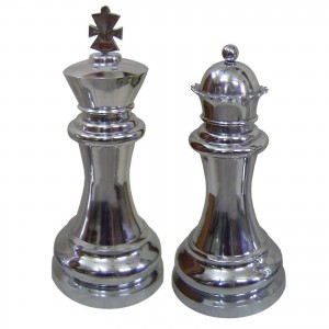 Giant King & Queen Chess Pieces Aluminium Nickel Plated  (Set of 2)