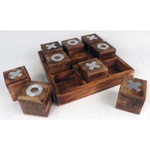 Tic Tac Toe Wood/Nickel Noughts & Crosses Game