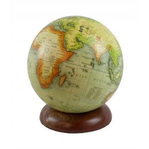 World Globe On Wooden Base Dia 15cm