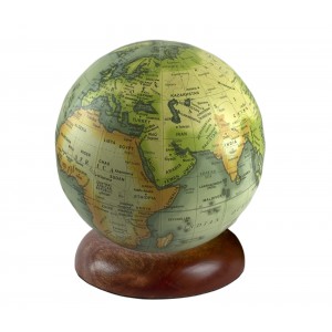 World Globe On Wooden Base Dia 20cm