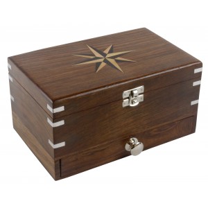 Wooden Star Design Jewellery Box - with Nickel Finish 22.5cm
