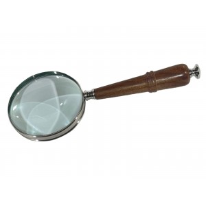 Nickel Magnifying Glass With Sheesham Handle 25cm - 10cm Dia.