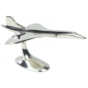 Concorde Plane On Metal Stand Nickel Plated Aluminium - 30cm