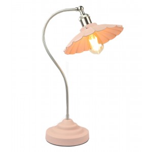 Daisy Lamp Textured Pink Shade/Base - Satin Chrome Arm 