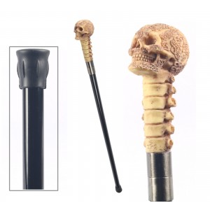 Faux Ivory/Bone Skull Swagger Cane / Walking Stick
