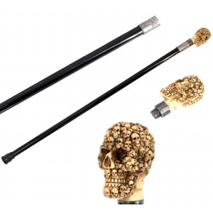Faux Ivory Skull of Skull Heads Swagger Cane / Walking Stick