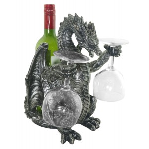 Dragon Wine Bottle & Glass Holder 29.5cm