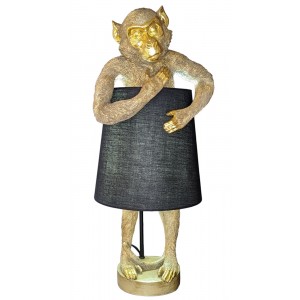 Gold Monkey Standing Table Lamp & Shade + Free Bulb 59cm