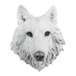 White Wolf Head Wall Hanging - 34.5cm
