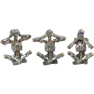 S/3 Hear/Speak/See No Evil Steampunk Mechanical Skeletons 10.5cm