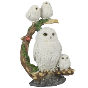Owl and Owlets On Tree Statue 31.5cm